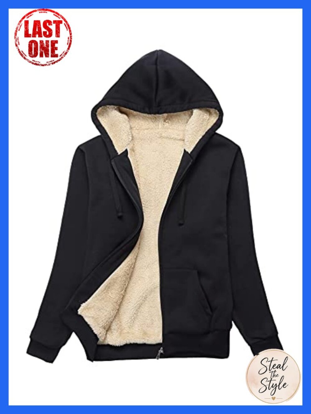 Women's Fleece Zip Up Hoodie Sherpa Lined Sweatshirt